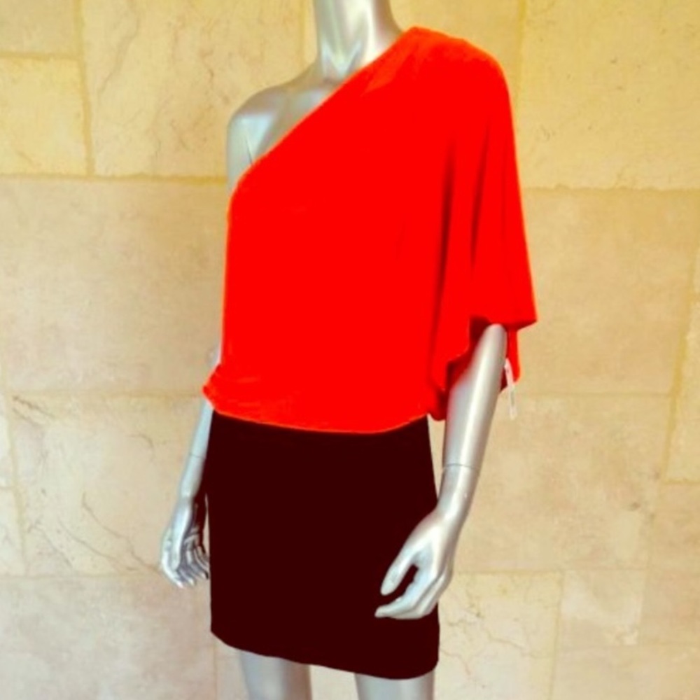 Jessica Simpson color block one shoulder mini dress - Picture 2 of 4
